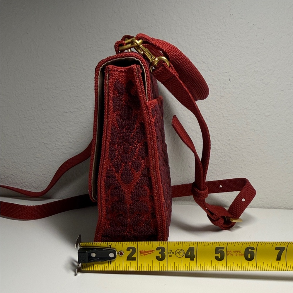 ANTONIO MELANI Red Patterned Top-Handle Satchel - Picture 3 of 9